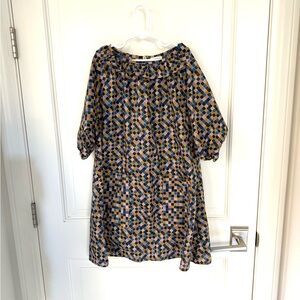 Mabo Girls Geometric 3/4 Sleeve Dress Size 10 11 10/11, Muted Colors